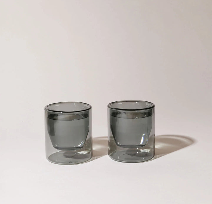 Double-Wall 6oz Grey Glass - Set of Two