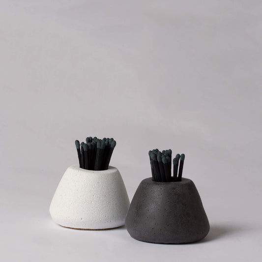 Mid-Century Candle & Matchstick Holder - White