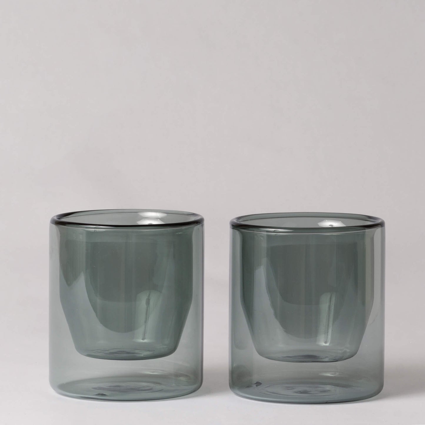 Double-Wall 6oz Grey Glass - Set of Two